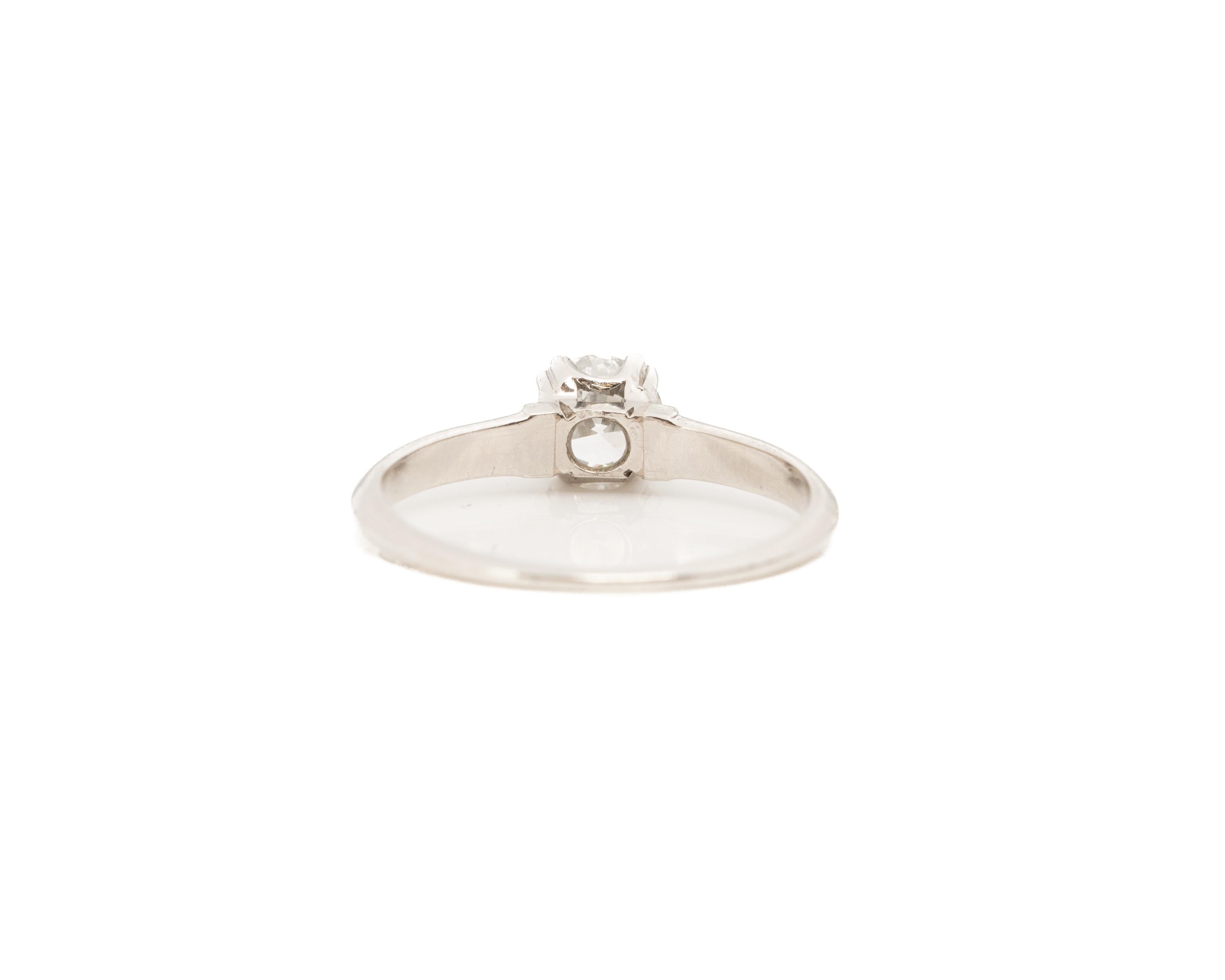 .55 Carat Total Weight Art Deco Diamond Platinum Engagement Ring For Sale 4