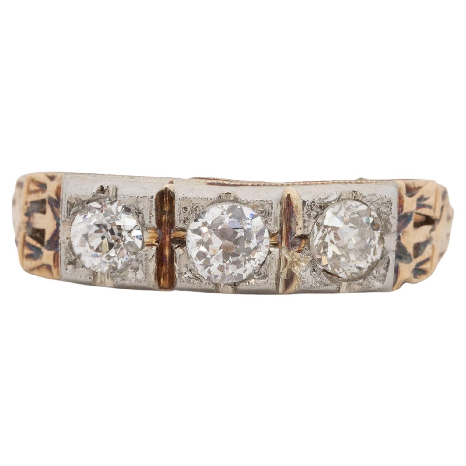 .55 Carat Total Weight Art Deco Diamond Platinum Engagement Ring For Sale