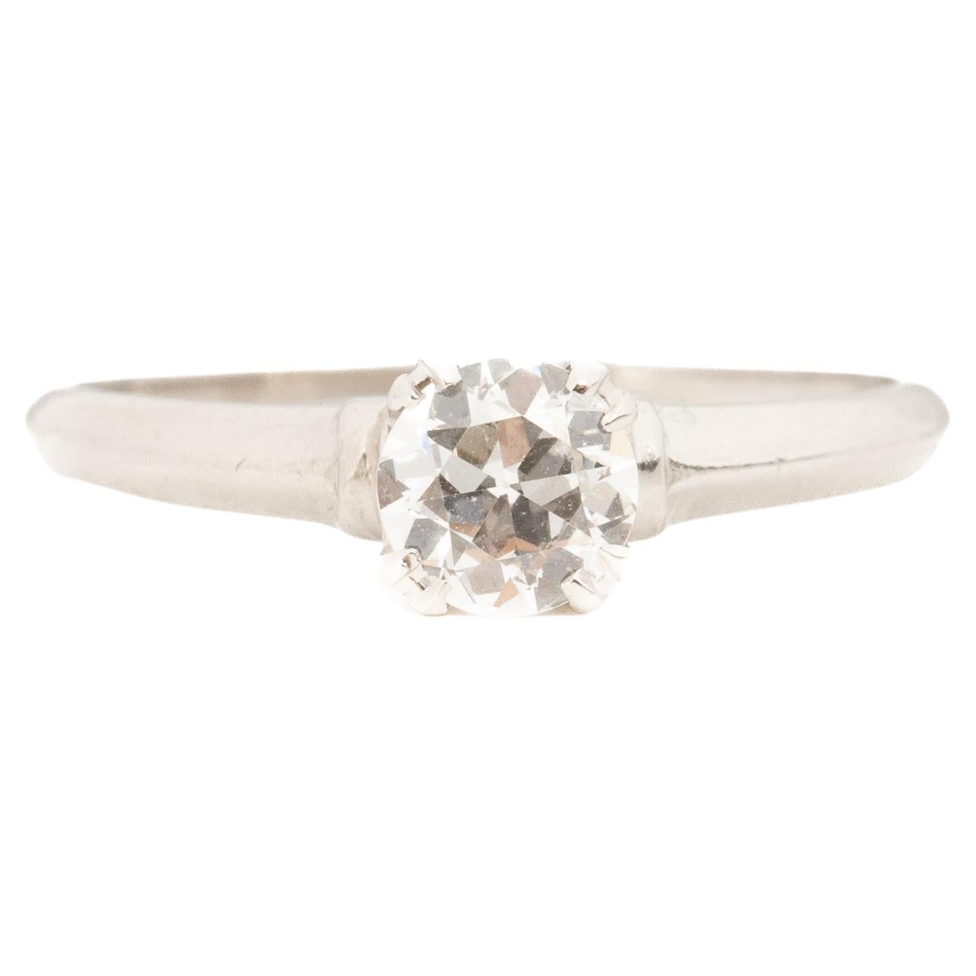 55 Karat Gesamtgewicht Art Deco Diamant Platin Verlobungsring im Angebot