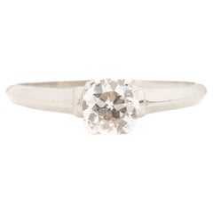 Vintage .55 Carat Total Weight Art Deco Diamond Platinum Engagement Ring