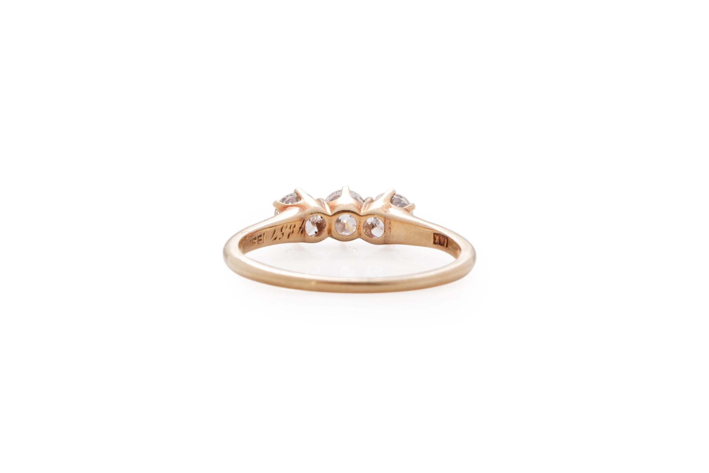 .55 Carat Total Weight Edwardian Diamond 14 Karat Yellow Gold Engagement Ring In Good Condition For Sale In Atlanta, GA