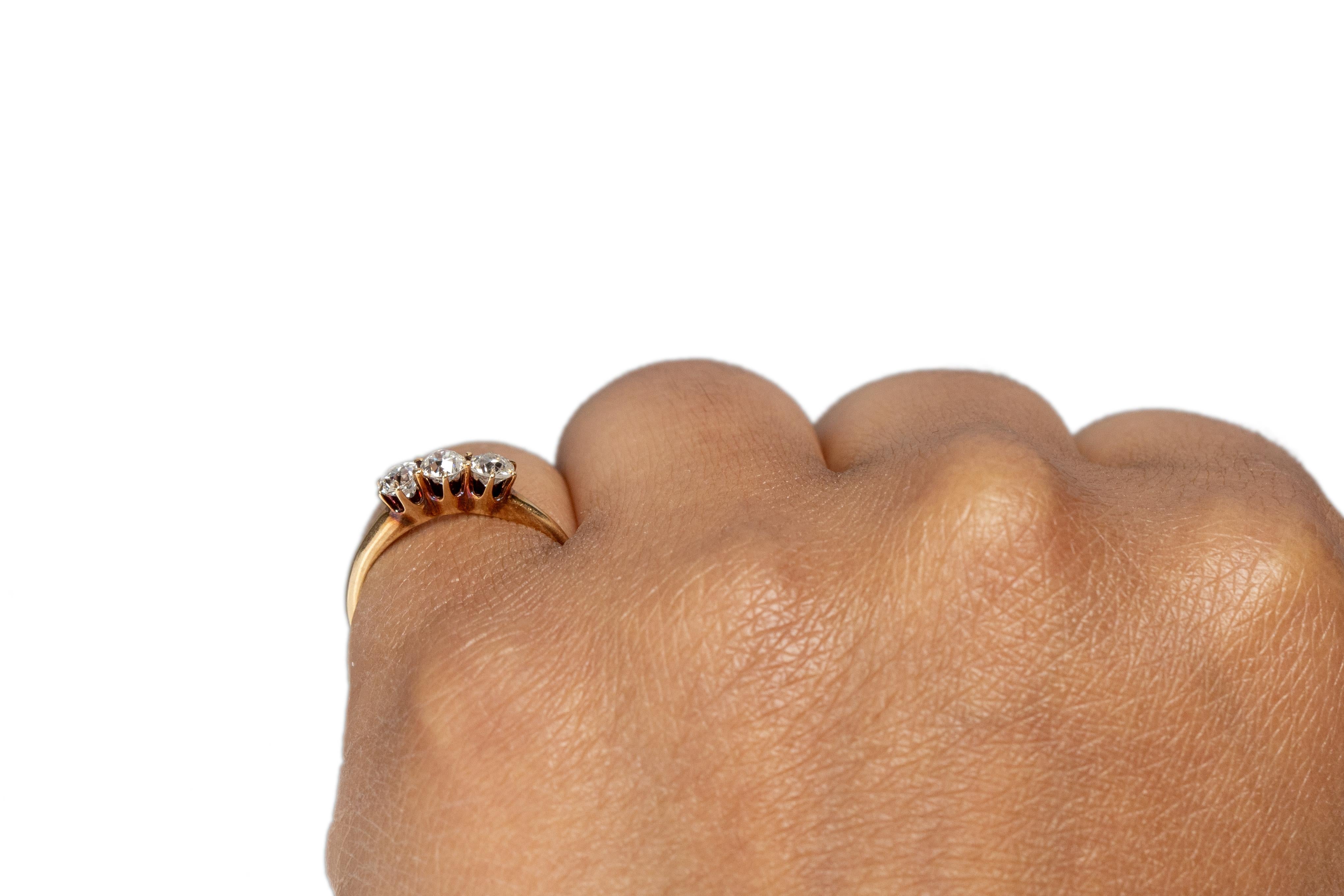 .55 Carat Total Weight Edwardian Diamond 14 Karat Yellow Gold Engagement Ring For Sale 1