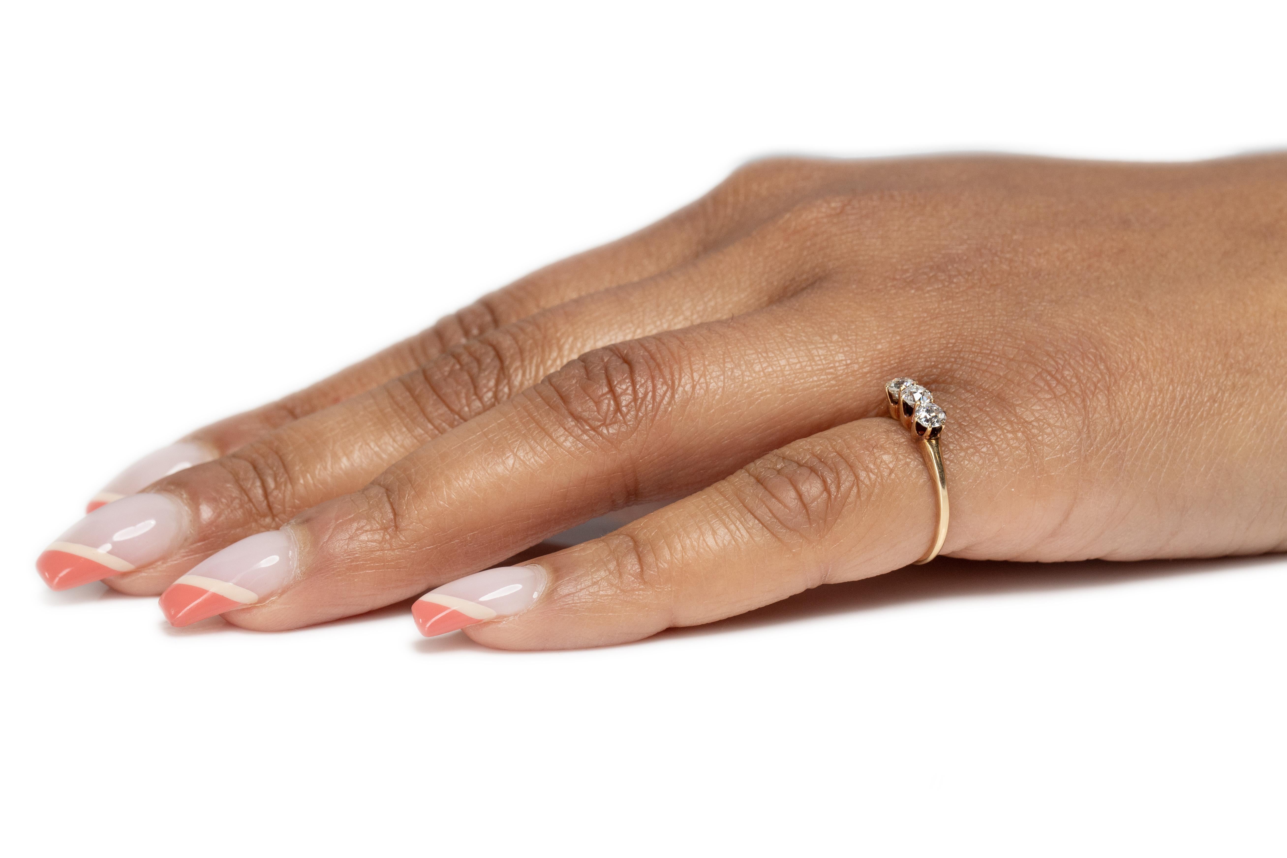 .55 Carat Total Weight Edwardian Diamond 14 Karat Yellow Gold Engagement Ring For Sale 2