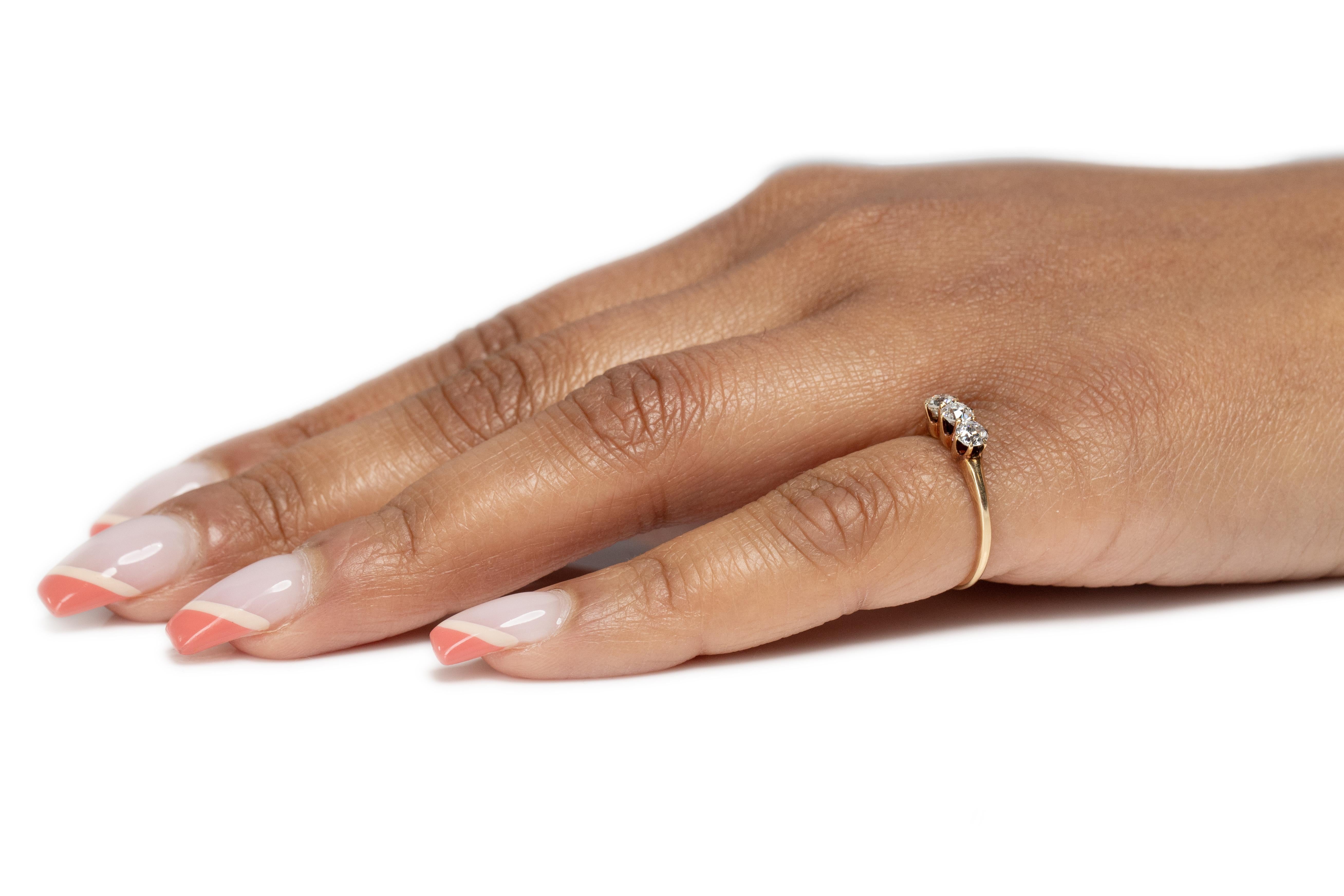 Bague de fiançailles de style édouardien en or jaune 14 carats avec diamants d'un poids total de 0,55 carat en vente 1