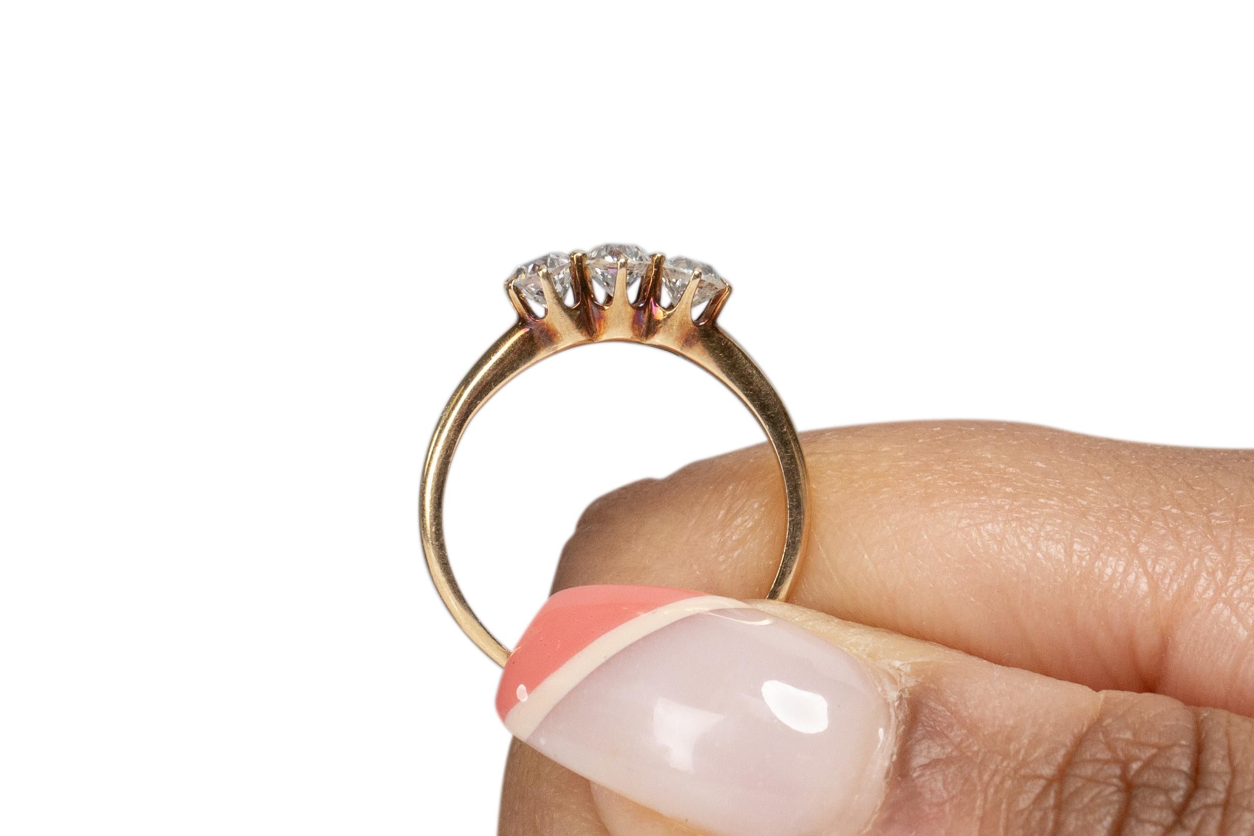 .55 Carat Total Weight Edwardian Diamond 14 Karat Yellow Gold Engagement Ring For Sale 3