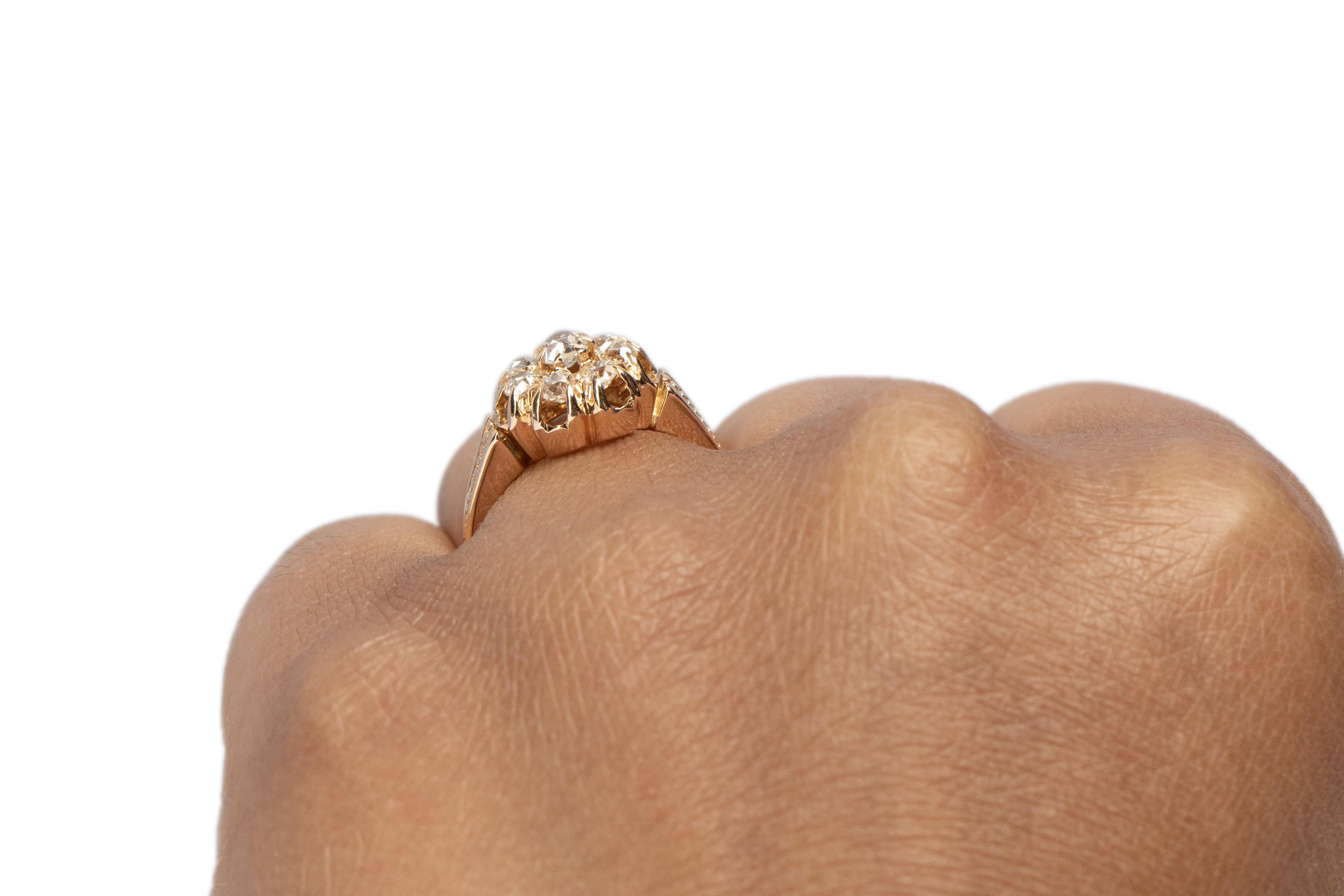 Women's .55 Carat Total Weight Victorian Diamond 14 Karat Yellow Gold Engagement Ring For Sale
