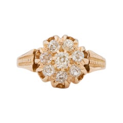 Bague de fiançailles de style victorien en or jaune 14 carats avec diamants d'un poids total de 0,55 carat
