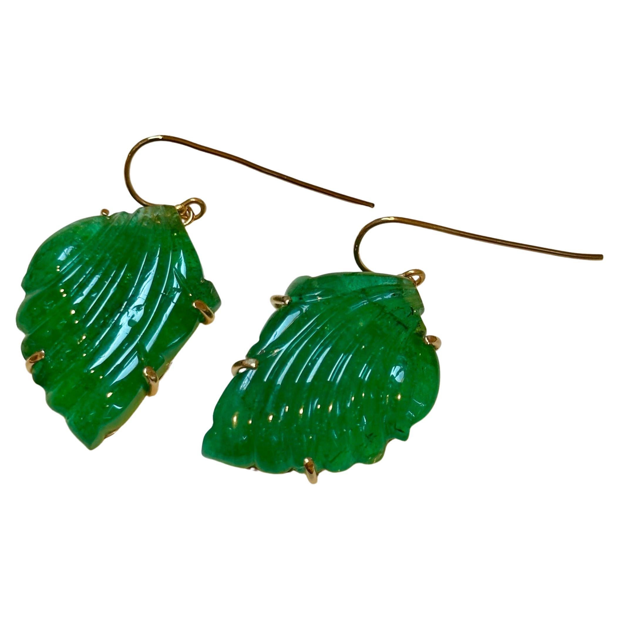 emerald leaf earrings