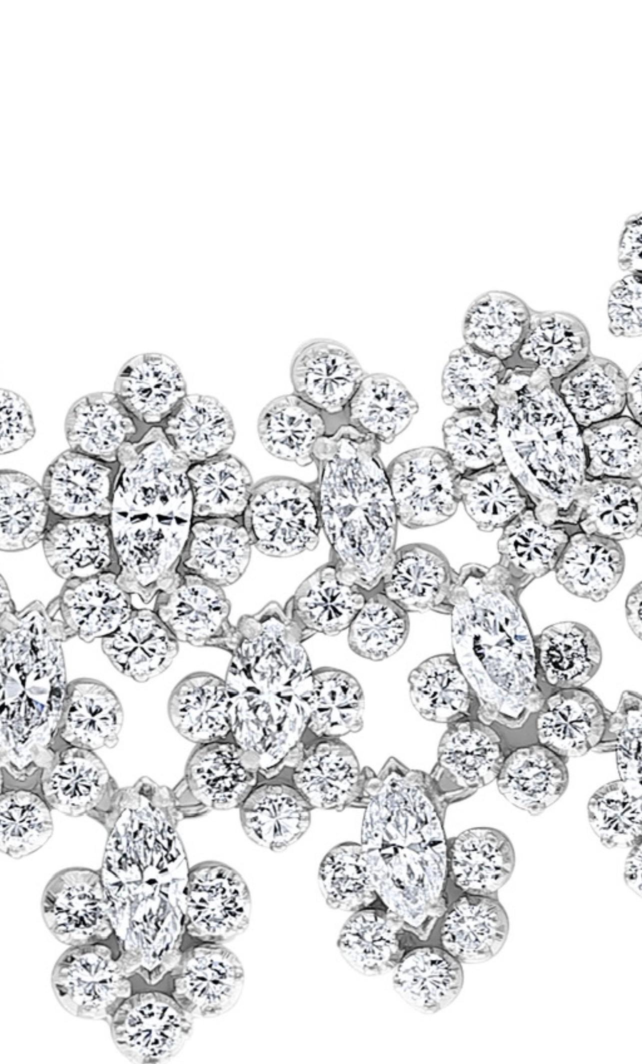 55 Ct Diamond Bridal Necklace 18 Karat White Gold 107 Gm, Estate For Sale 1