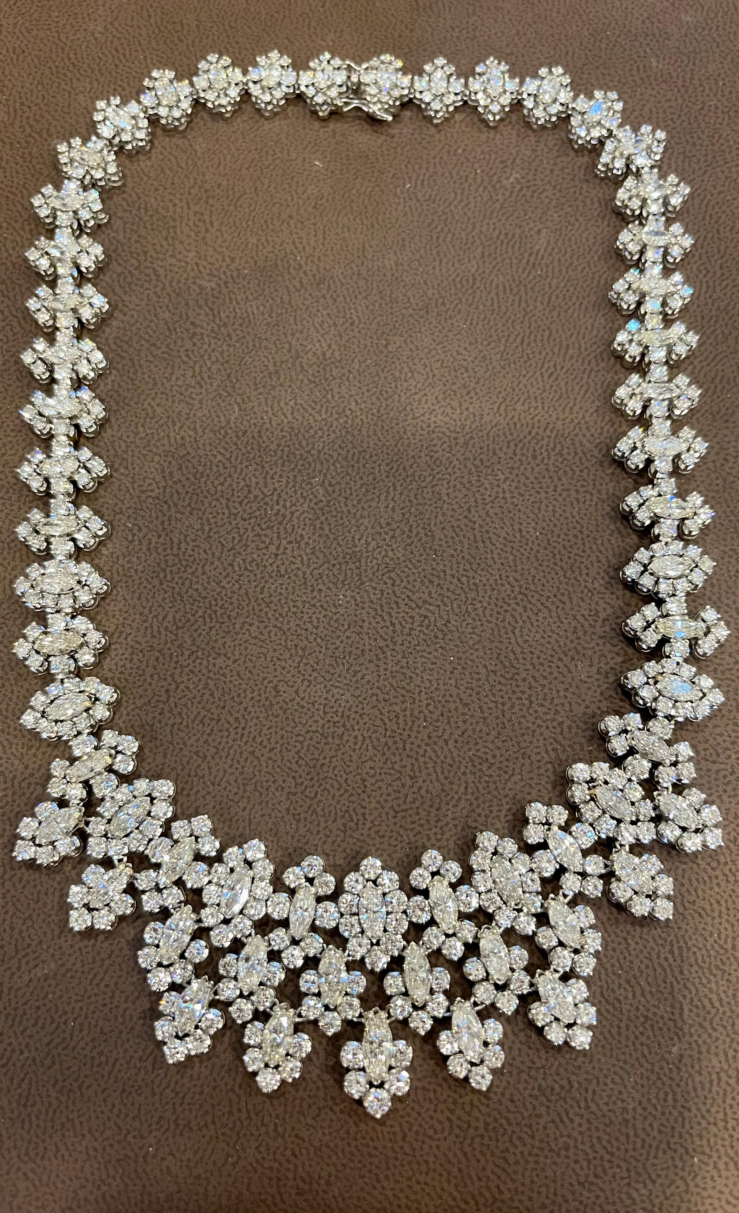 55 Ct Diamond Bridal Necklace 18 Karat White Gold 107 Gm, Estate For Sale 2