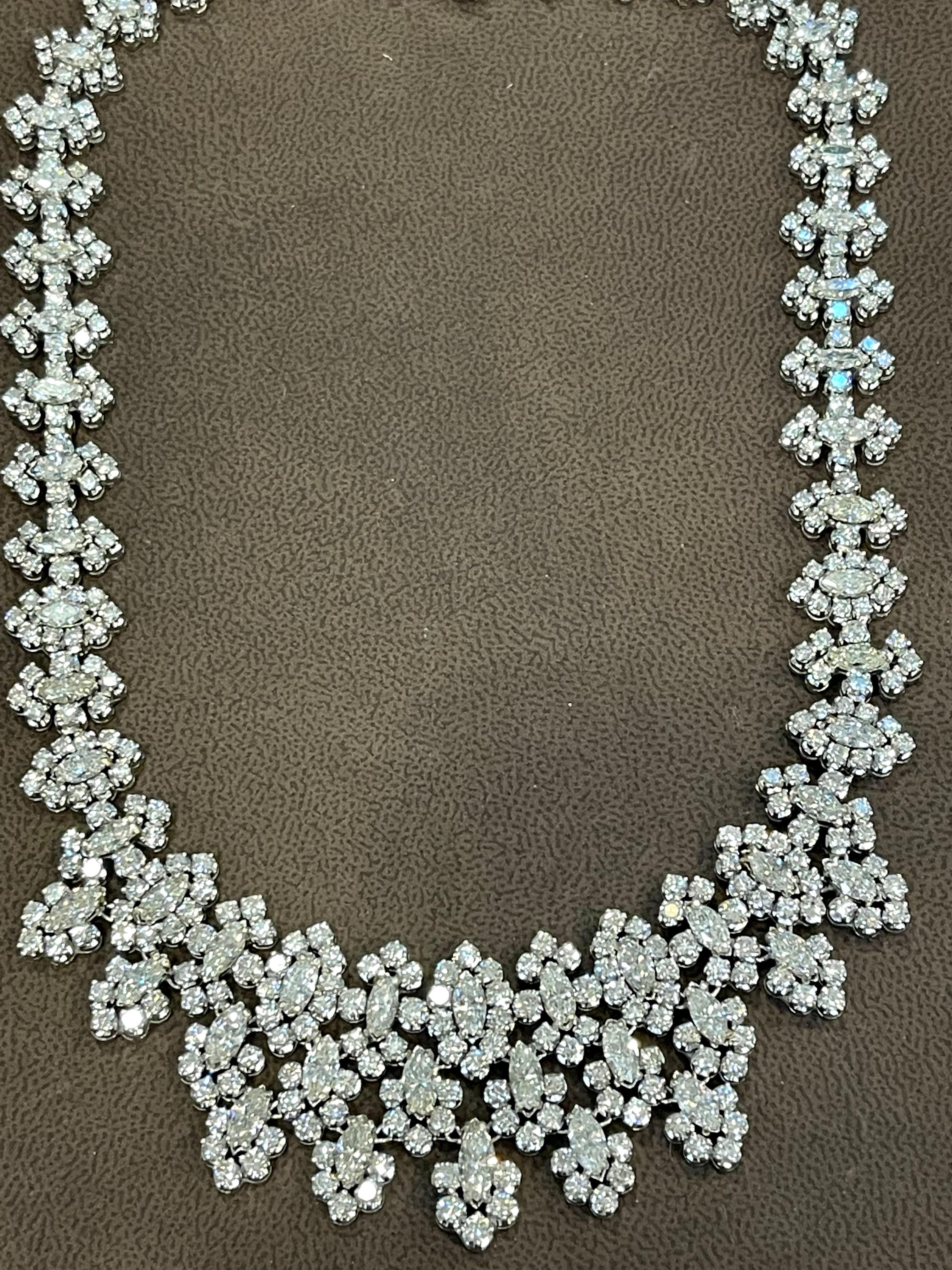 55 Ct Diamond Bridal Necklace 18 Karat White Gold 107 Gm, Estate For Sale 3