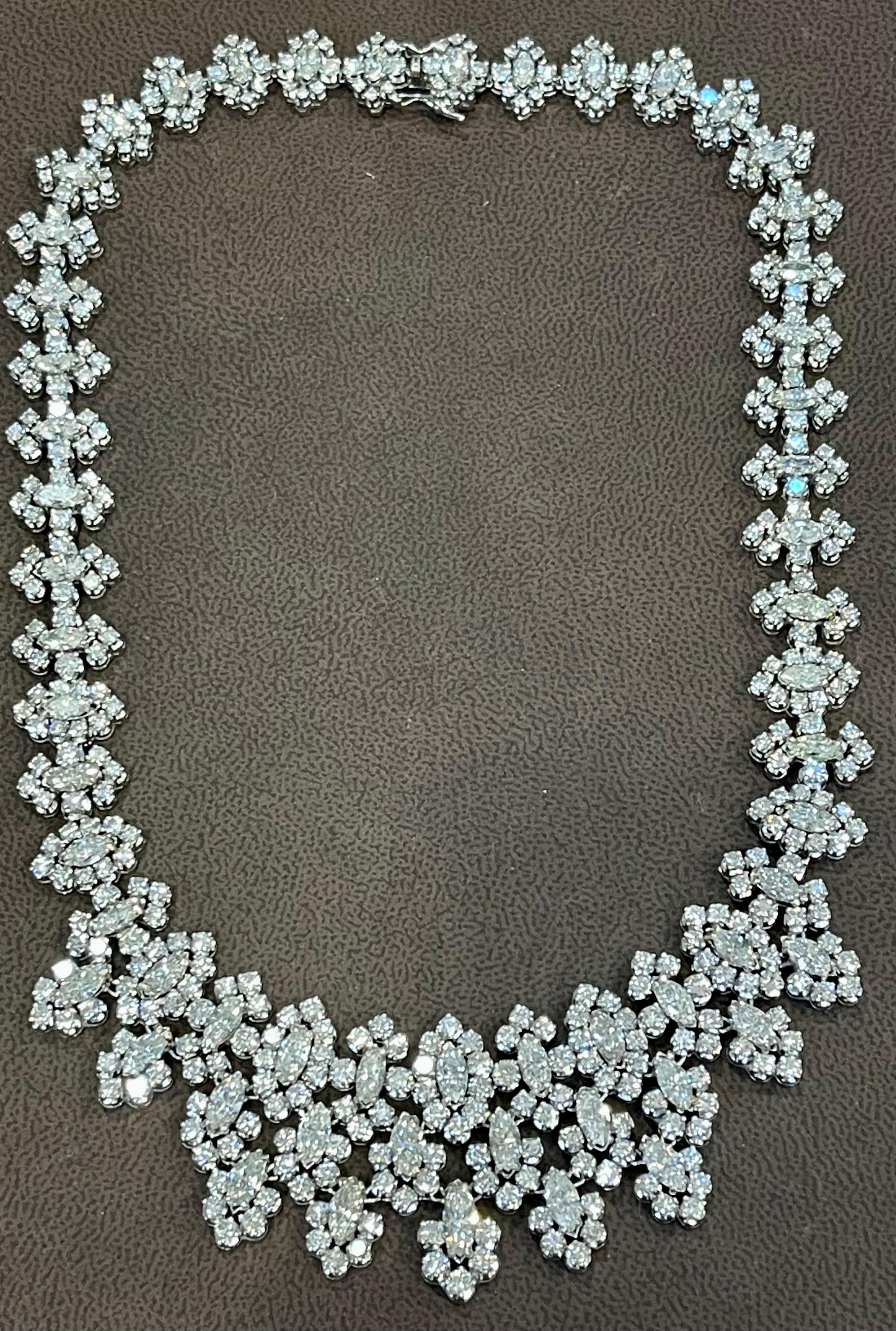 55 Ct Diamond Bridal Necklace 18 Karat White Gold 107 Gm, Estate For Sale 4