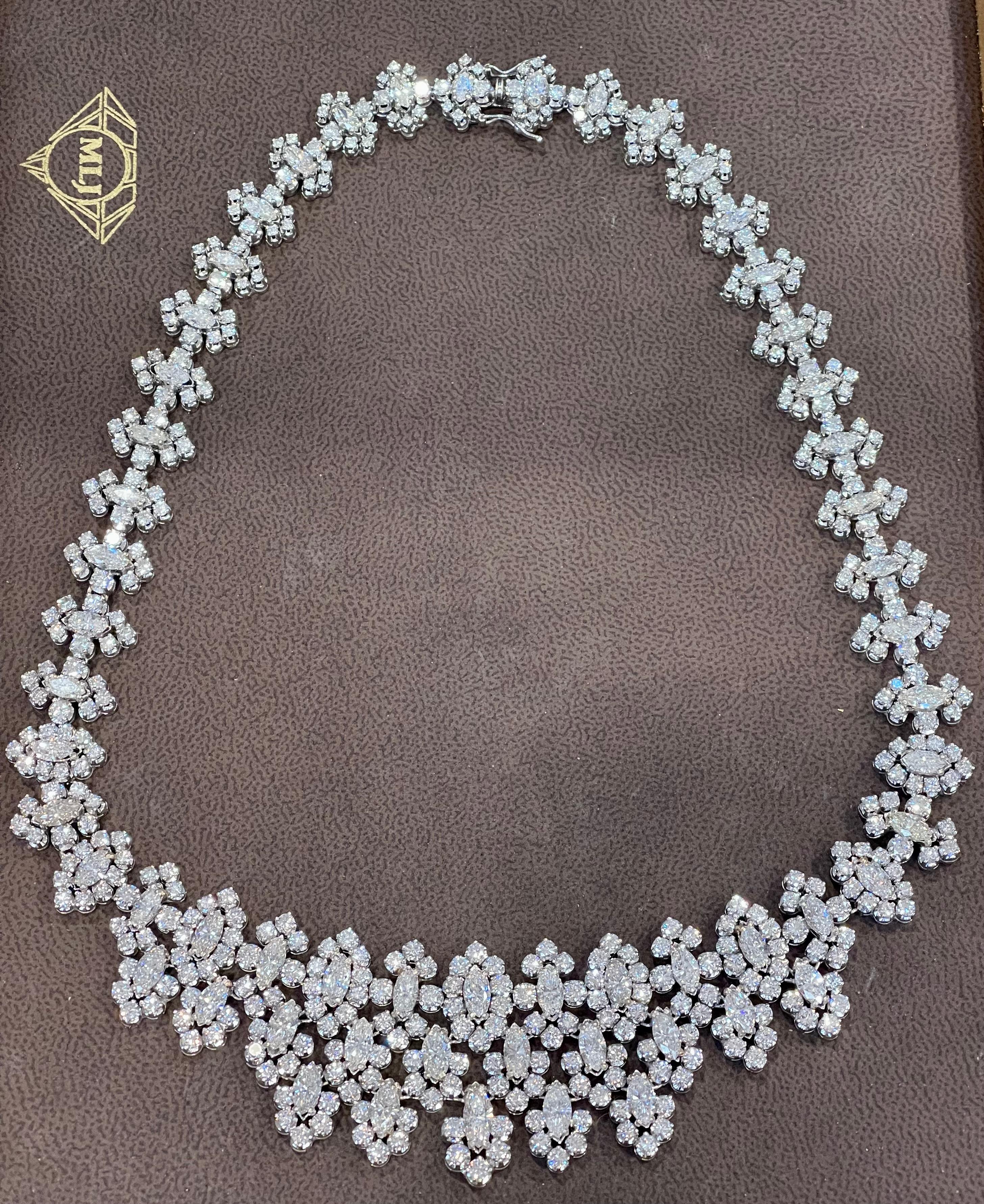 55 Ct Diamond Bridal Necklace 18 Karat White Gold 107 Gm, Estate For Sale 5