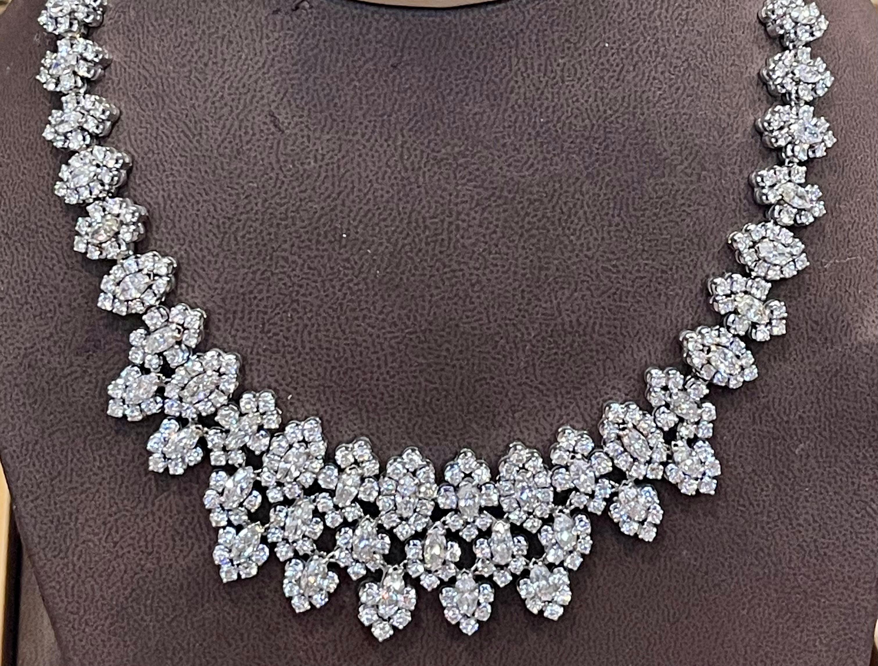 55 Ct Diamond Bridal Necklace 18 Karat White Gold 107 Gm, Estate For Sale 6