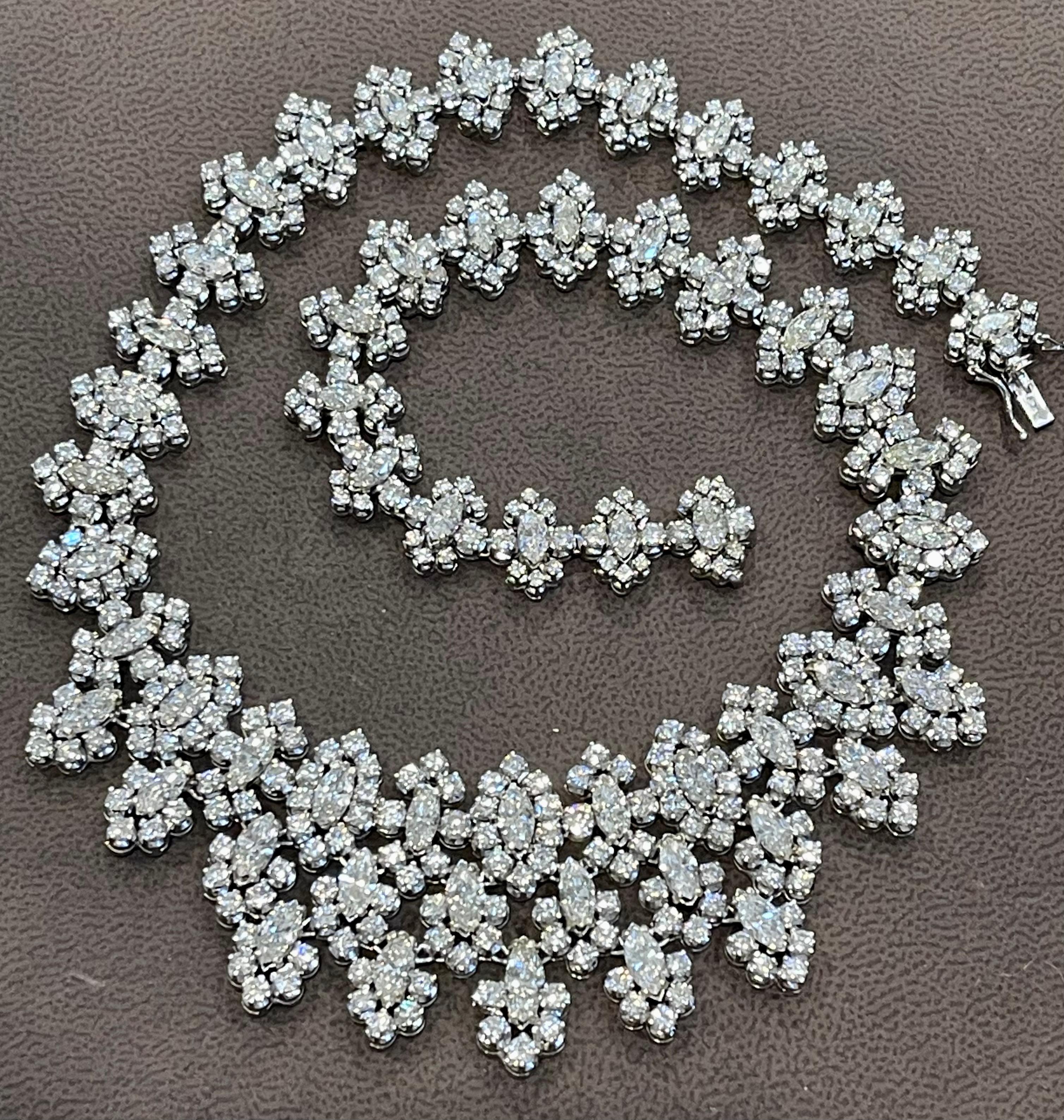 55 Ct Diamond Bridal Necklace 18 Karat White Gold 107 Gm, Estate For Sale 7