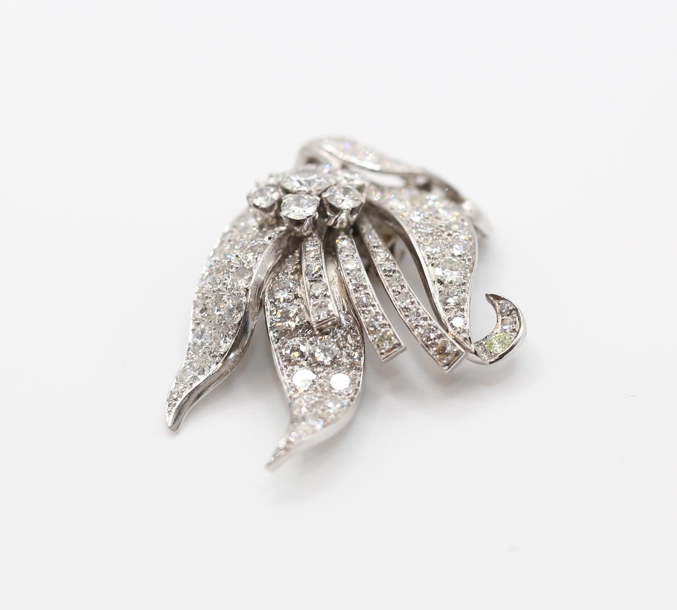5,5 Karat Diamanten Platin Brosche Unisex, 1930 im Angebot 8