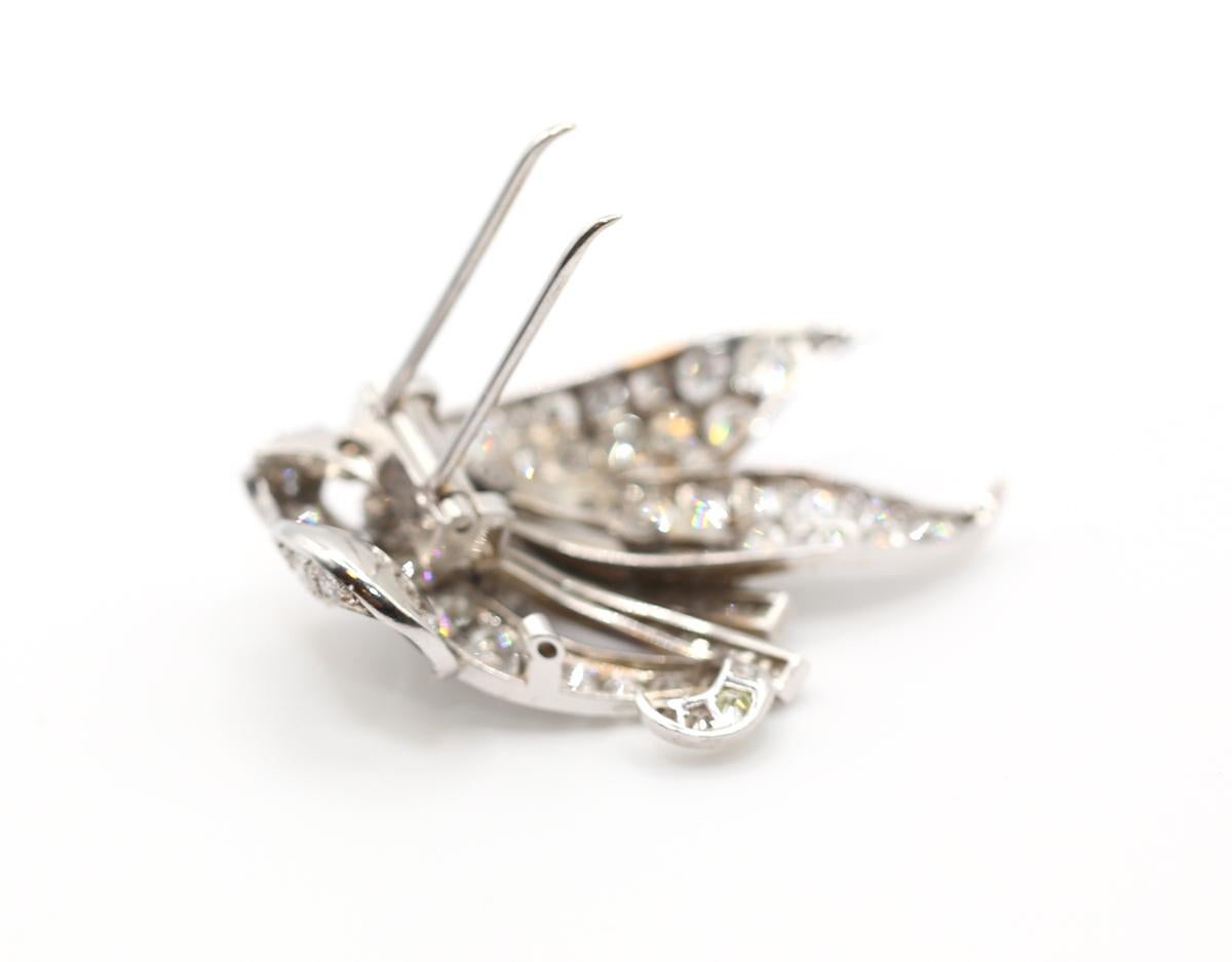 5,5 Karat Diamanten Platin Brosche Unisex, 1930 im Angebot 5