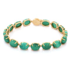 55 Ct Malachite Tennis Bracelet in 14K Yellow Gold