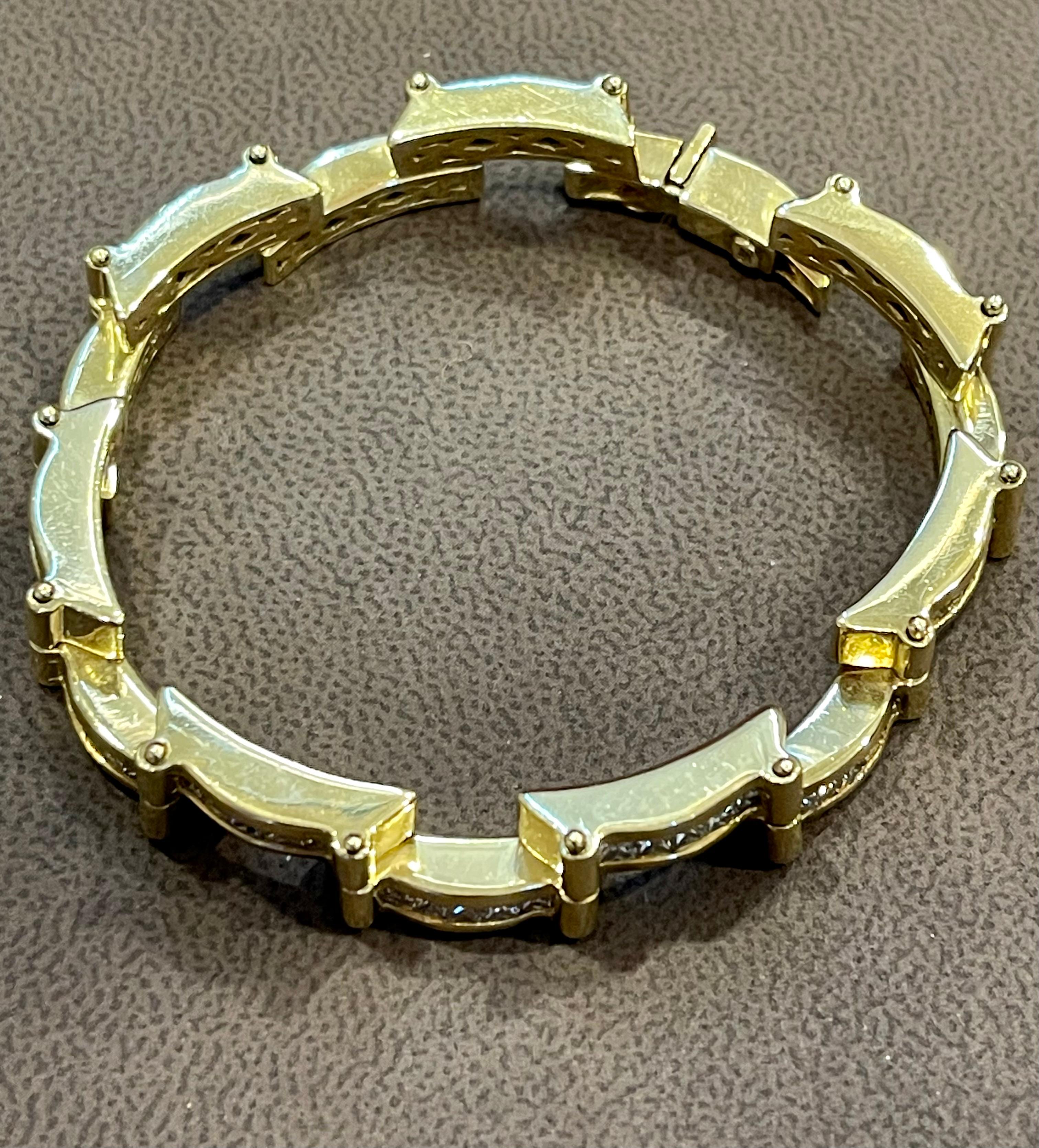 5.5 Ct Princess Cut Diamond Metro Women 18 Kt Yellow Gold Diamond Bracelet For Sale 8