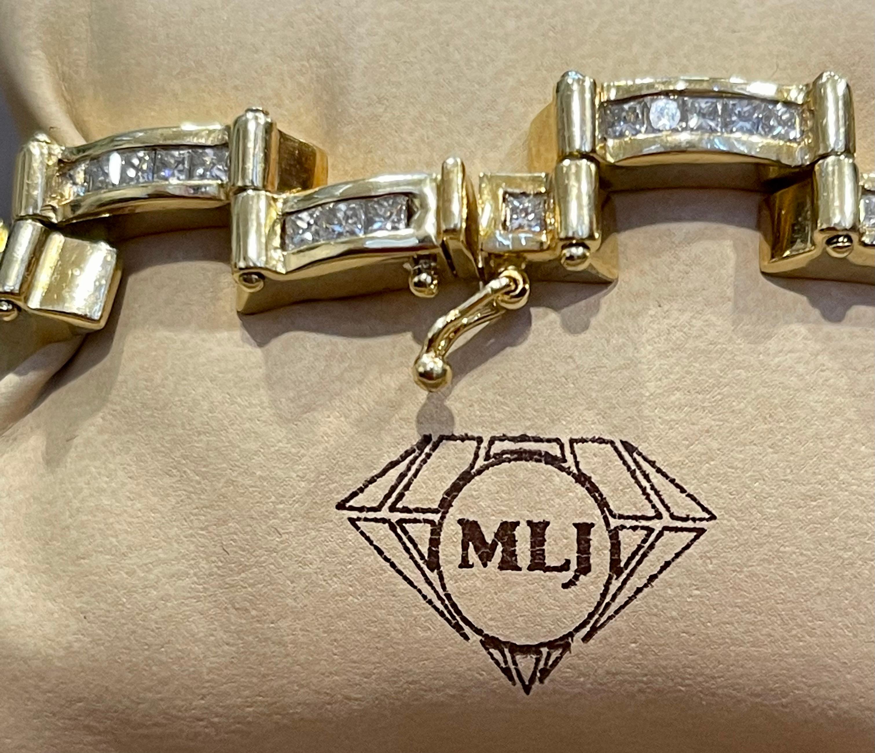 5.5 Ct Princess Cut Diamond Metro Women 18 Kt Yellow Gold Diamond Bracelet For Sale 4