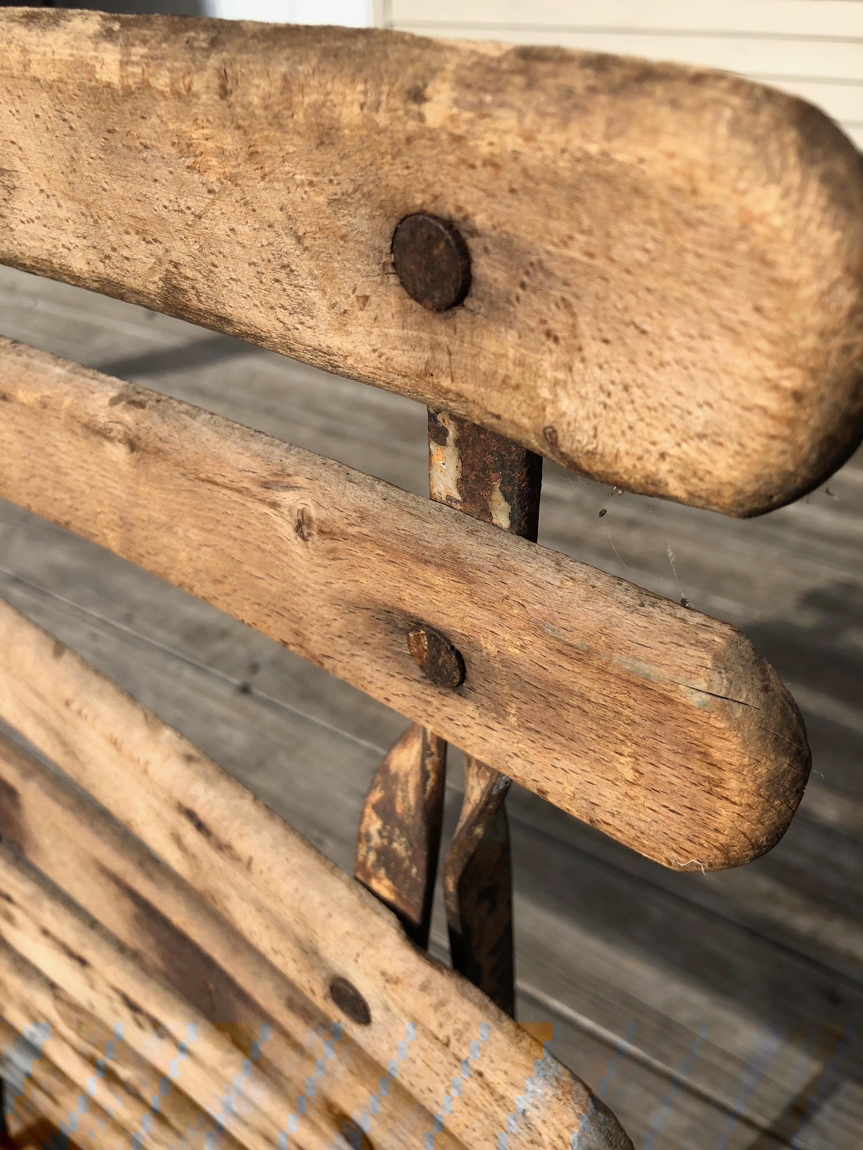 55 Folding French Bistro Chairs in Oak and Wrought Iron 4
