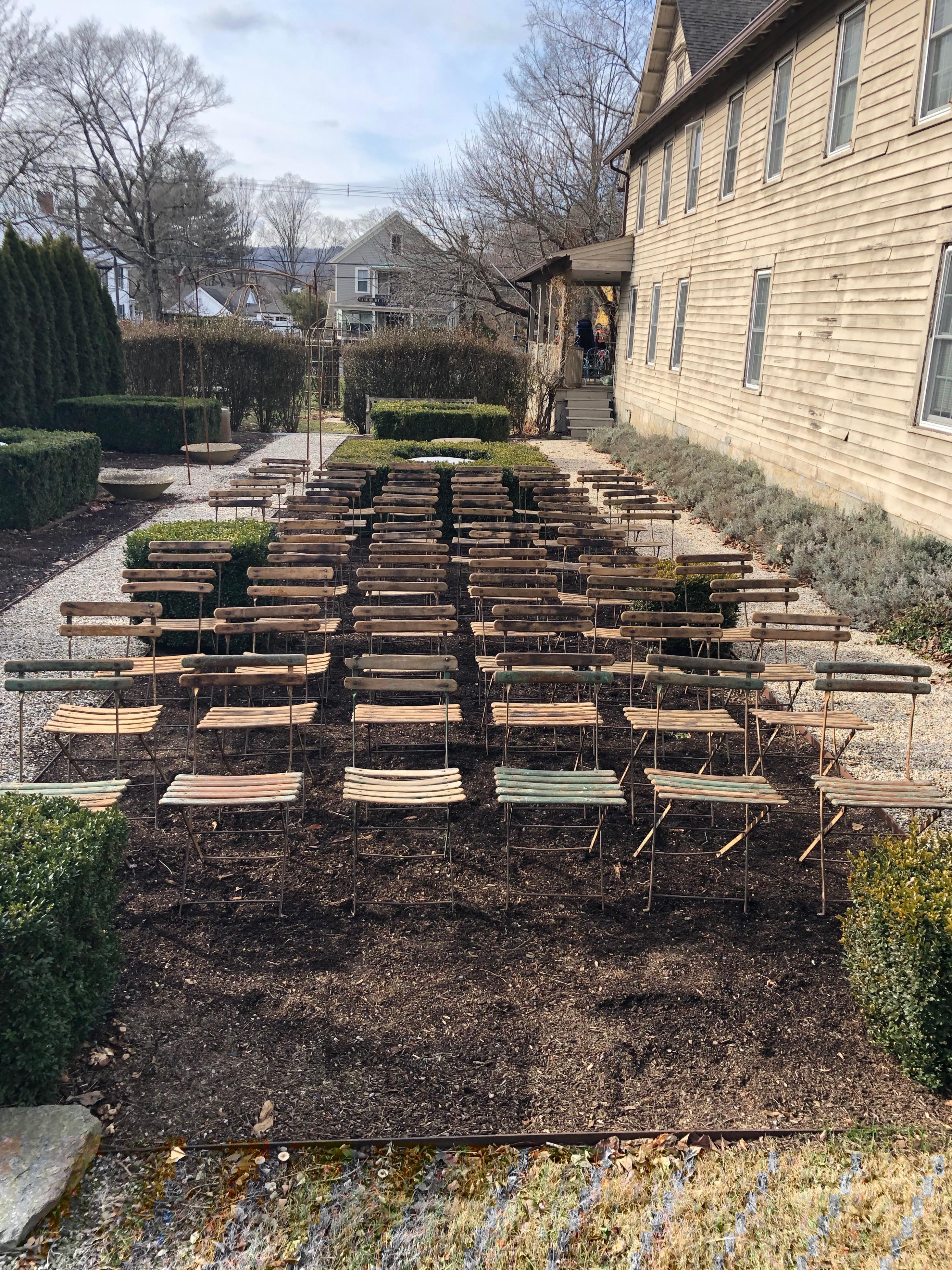 We were hesitant to buy so many bistro chairs at once, but then thought that we could sell them off in lots of whatever our clients want, but the minimum lot size is four. Of course, if you are planning an outdoor wedding, the entire lot would be