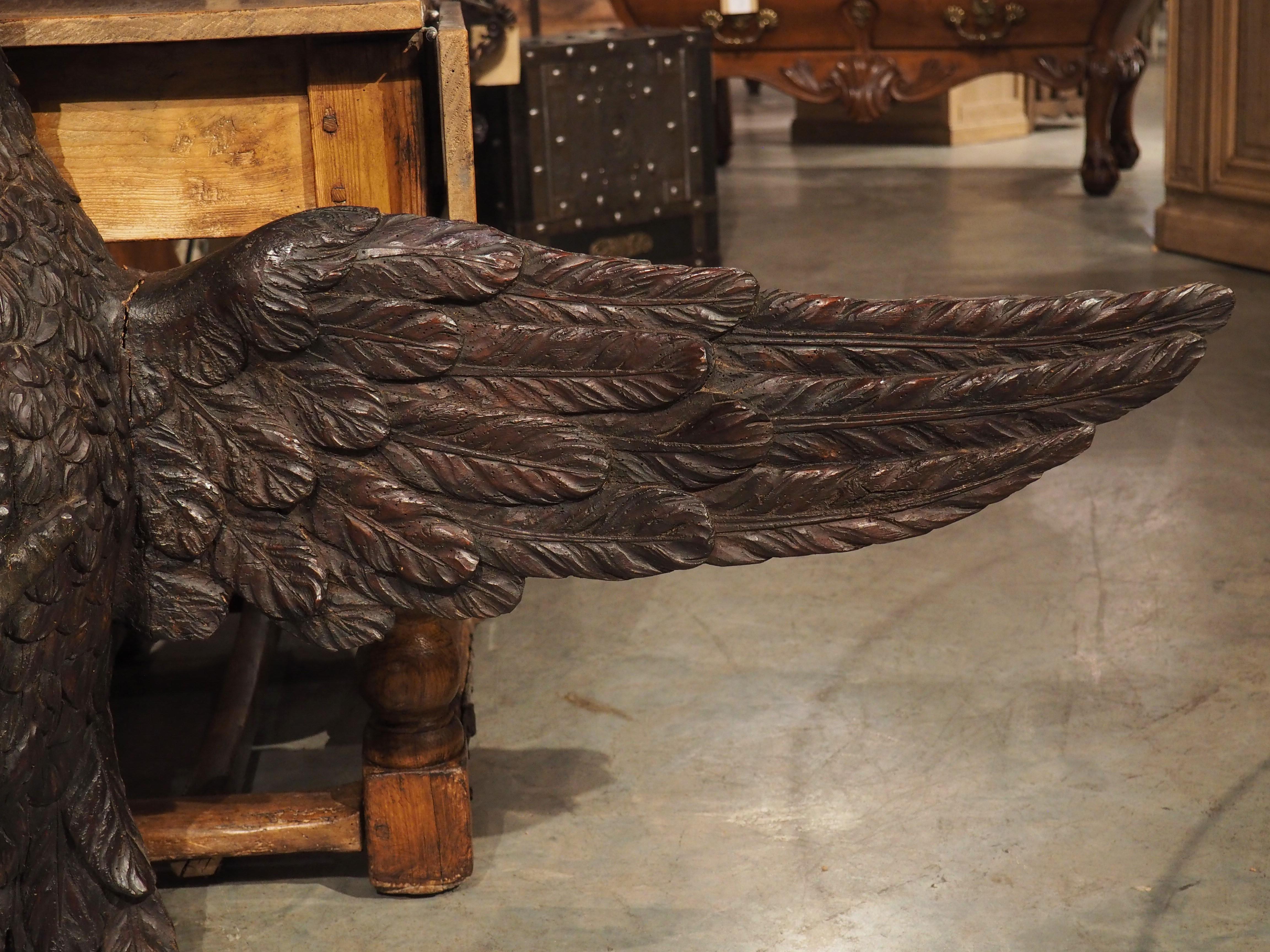 Aigle ancien en bois sculpté de 5,5 pieds de large provenant de France, vers 1810 en vente 2