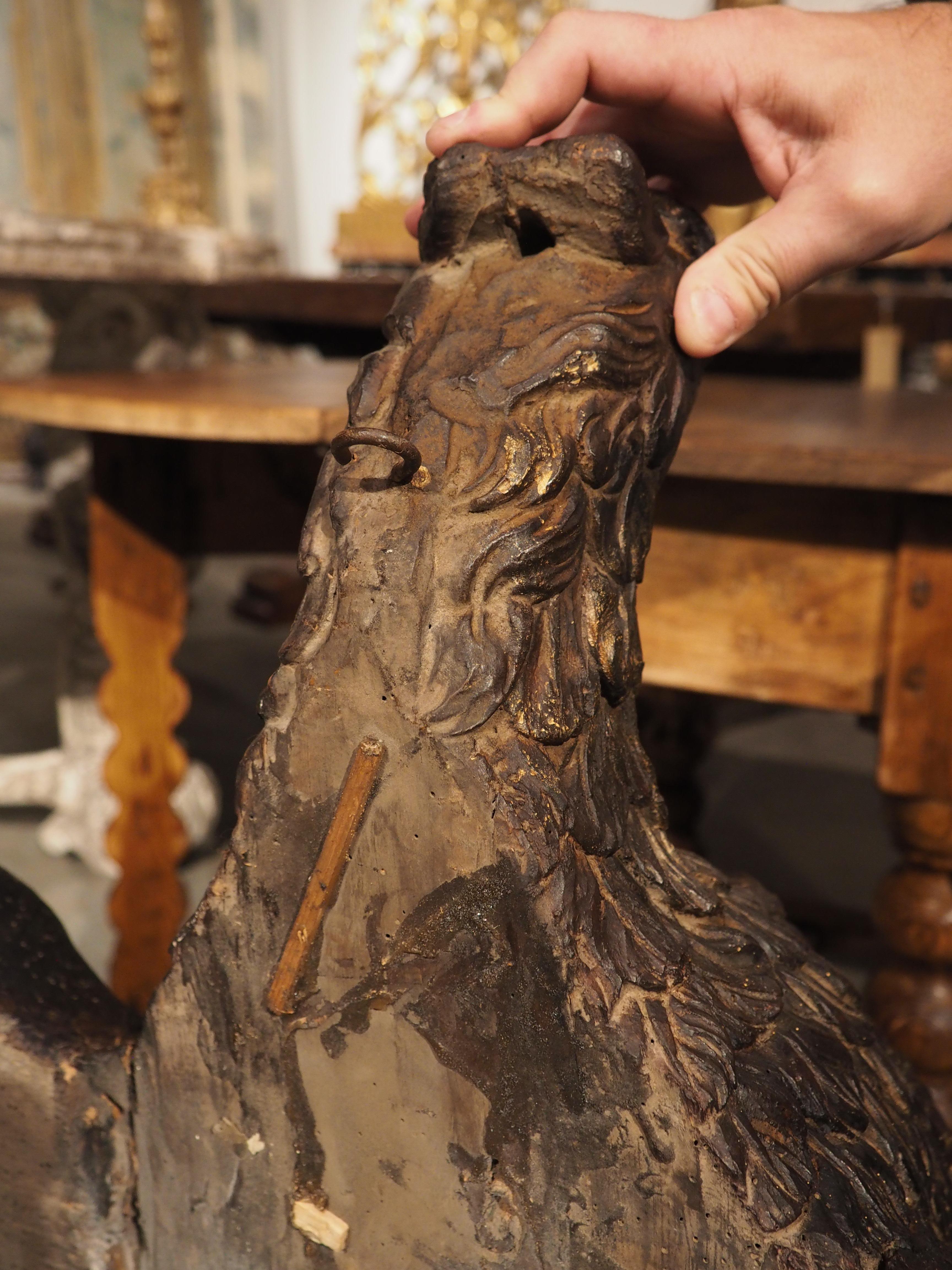 Hand-Carved Wide Antique Carved Wooden Eagle from France, Circa 1810 For Sale