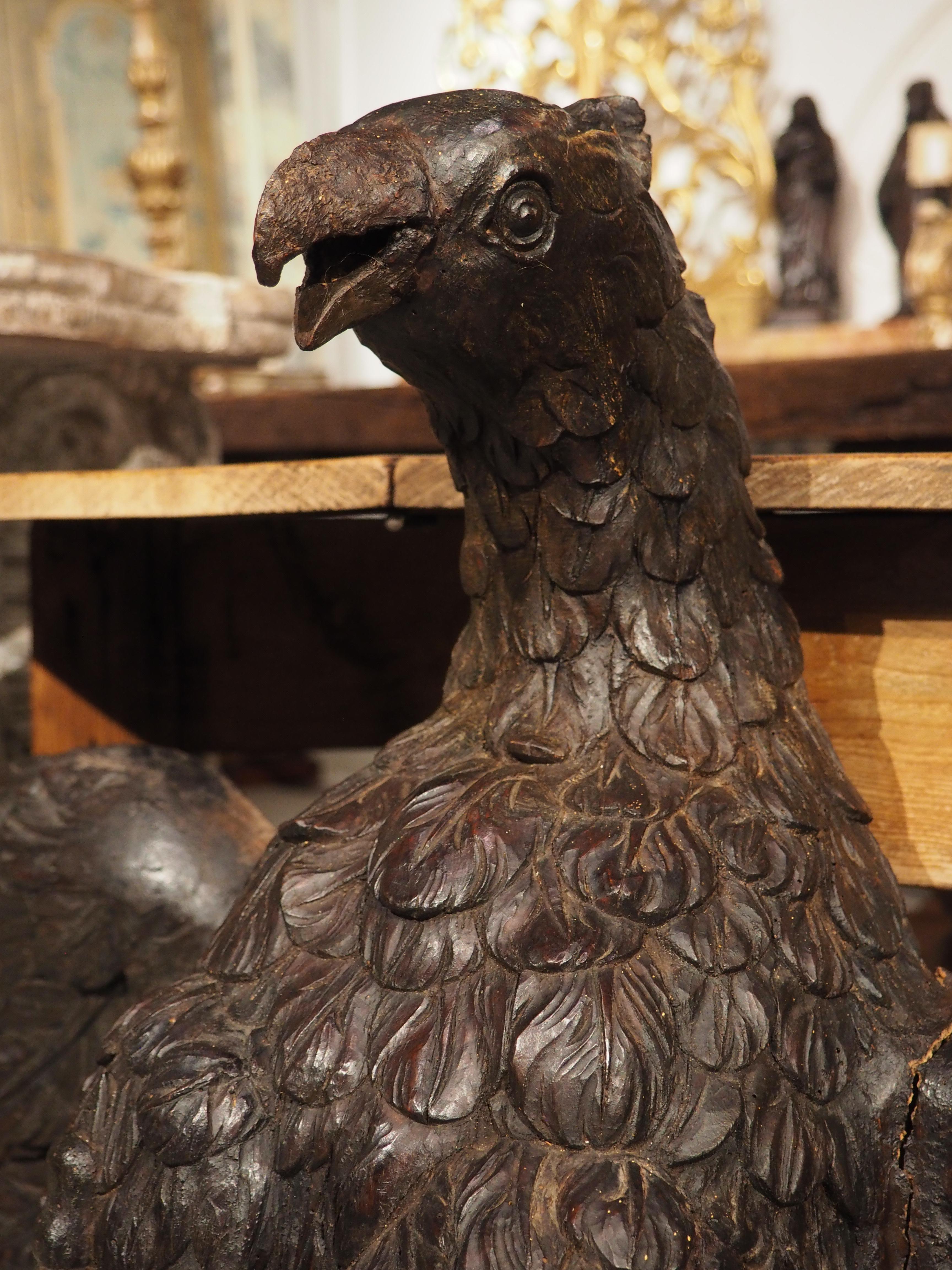 Wide Antique Carved Wooden Eagle from France, Circa 1810 For Sale 1