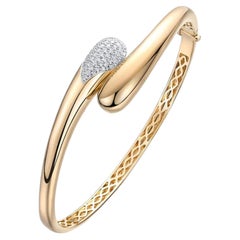 55 Halo Diamond 14K (or 18k upon request) Yellow Gold Bangle Bracelet