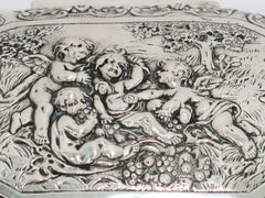 European Silver Antique German Four Cherubs Fruit Decorated Box