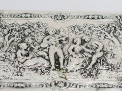 European Silver Gilt Interior Antique German Listening to Music Scene Box