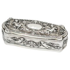 Boîte à chérubins et roses en argent sterling antique Gorham