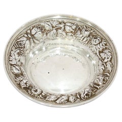 5.5 in - Sterling Silver Stieff Antique Floral Repousse Candy Nut Dish