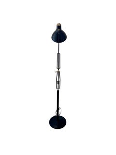 55" Luxo Mid-Century Articulated Black Floor Lamp by Luxo