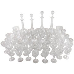 Antique 55-Piece Set French Baccarat Crystal Glasses, Decanters, Vases and Bowls