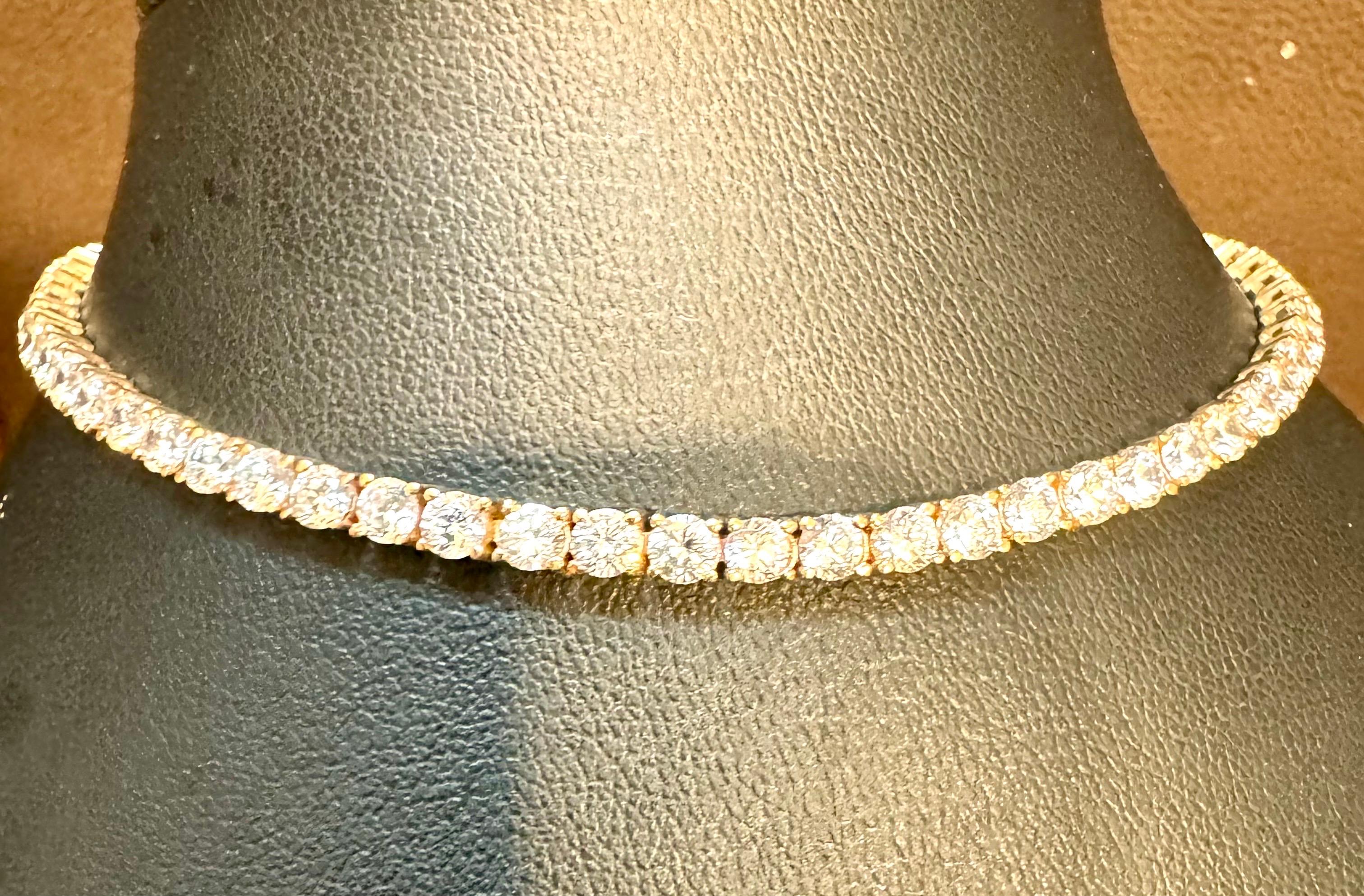 55 Diamants ronds 10-12 Pointer Chaque Bracelet de tennis en or jaune 14 K 6.0 Ct en vente 6