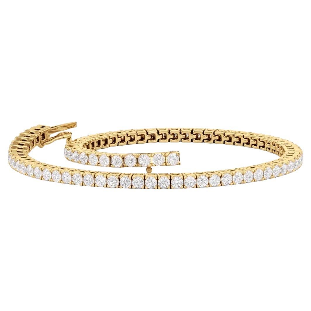 55 Runder Diamant 10-12 Punkter Jedes Tennisarmband aus 14 K Gelbgold 6,0 Karat