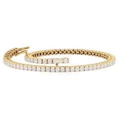 55 Diamanti rotondi 10-12 Pointer Ciascuno Bracciale da Tennis in oro giallo 14 K. 6,0 Ct