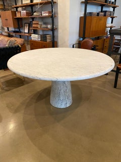 Round Marble Dining Table, Honed Finish, Italy, 1970's