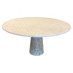Round Marble Dining Table, Honed Finish, Italy, 1970's