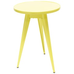 55 Round Pedestal Table in Pastel Yellow by Jean Pauchard & Tolix