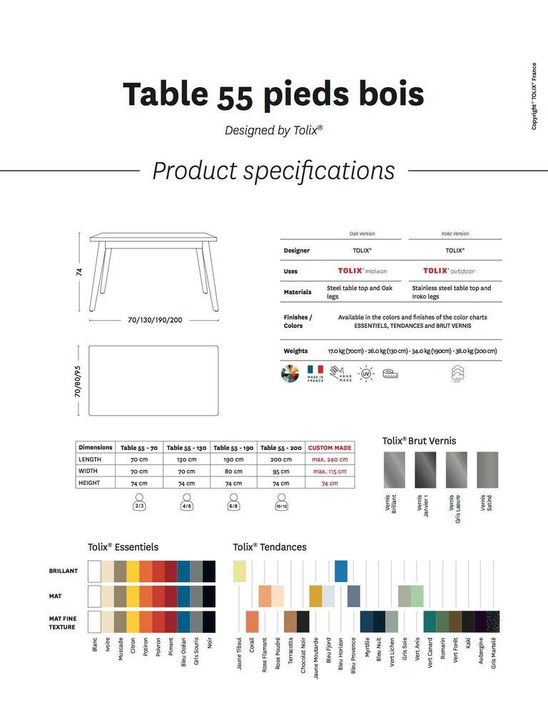 55 Small Table with Wood Legs in Essential Colors by Jean Pauchard & Tolix For Sale 17