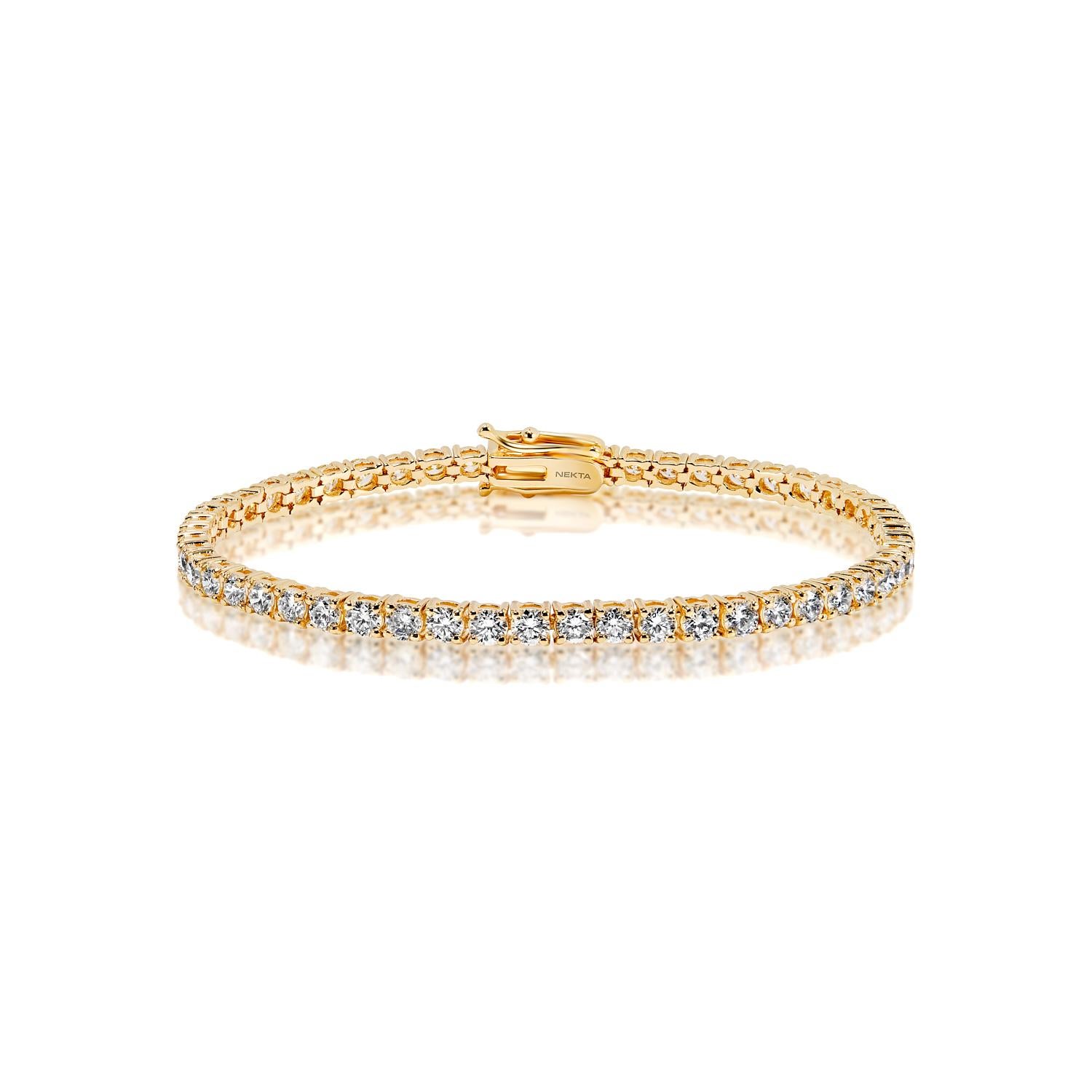 The ESME 11 pointer each stone Diamond Tennis Bracelet features ROUND BRILLIANT CUT DIAMONDS brilliants weighing a total of approximately 11 pointers each stone 5.50 carats total, set in 14K Yellow Gold.

Diamonds: 50
Diamond Size: 5.50