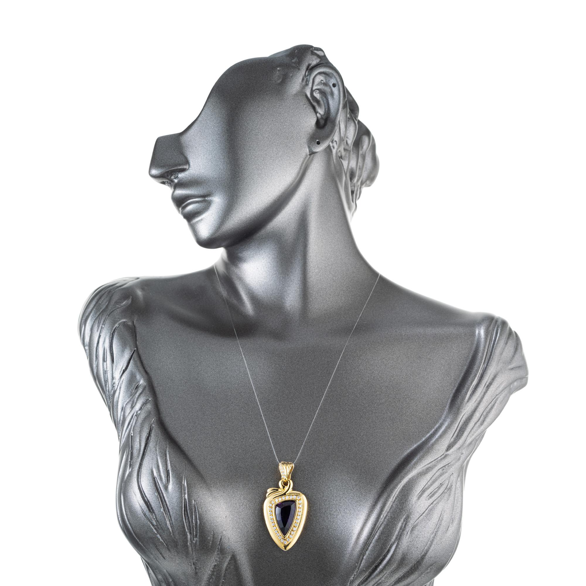 Women's 5.50 Carat Amethyst Diamond Halo Yellow Gold Pendant Enhancer For Sale