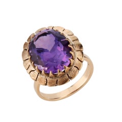 5.50 Carat Amethyst Rose Gold Art Deco Ring