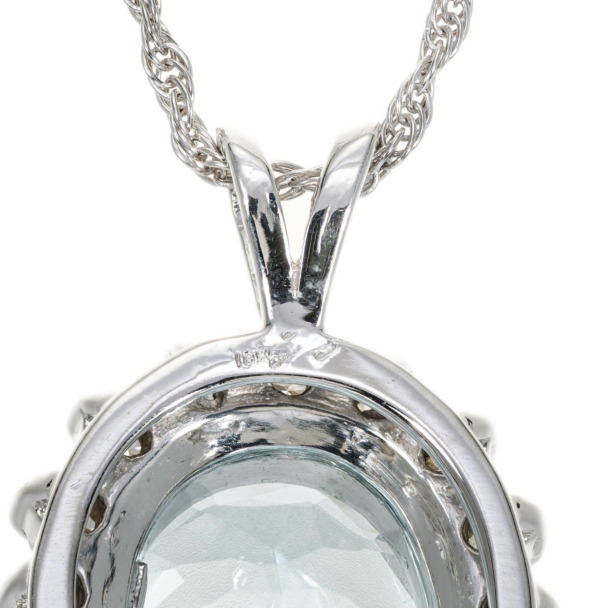 Women's 5.50 Carat Aquamarine Diamond White Gold Pendant Necklace For Sale