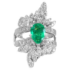 5.50 Carat Colombian Emerald Diamond Cocktail Ring