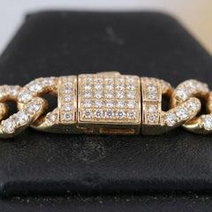 Pulsera de eslabones cubanos de oro amarillo de 10k con un diamante de 5,50 quilates