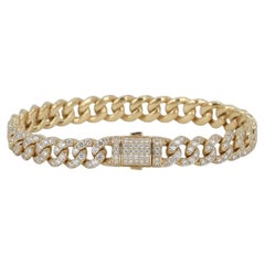 Pulsera de eslabones cubanos de oro amarillo de 10k con un diamante de 5,50 quilates